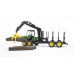 Bruder Трактор John Deere 1210E с прицепом с манипулятором и брёвнами