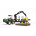 Bruder Трактор John Deere 1210E с прицепом с манипулятором и брёвнами