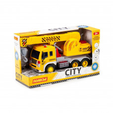  Автомобиль-кран "Сити" инерционный (со светом и звуком) (жёлтый) (в коробке) 86532